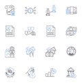 Stock squad line icons collection. Trading, Stocks, Investments, Analysis, Portfolio, Dividends, Market vector and