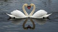 Two mute swans (Cygnus olor) gracefully glide on the water Royalty Free Stock Photo