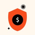 Flat geometric money security shield illustration+editable eps Royalty Free Stock Photo