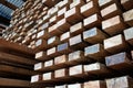 Stock of timber wood construction in warehouse. Royalty Free Stock Photo