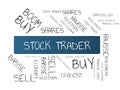 STOCK TRADER - image with words associated with the topic STOCK EXCHANGE, word cloud, cube, letter, image, illustration Royalty Free Stock Photo