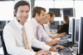Stock Traders Working At Computers Royalty Free Stock Photo