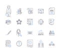 Stock trading outline icons collection. Trading, Stocks, Shares, Brokerage, Day-trading, Bull, Bear vector and