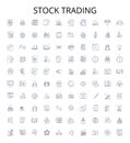 Stock trading outline icons collection. Trading, Stocks, Shares, Brokerage, Day-trading, Bull, Bear vector illustration
