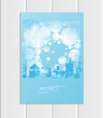 Brochure A5 or A4 format design Christmas urban city, abstract circles, winter landscape New Year 2018 Royalty Free Stock Photo