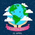 stock vector cartoon earth illustration planet smile.earth day c Royalty Free Stock Photo