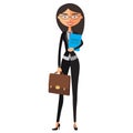 Stock vector cartoon illustration flat business spectacled secretary. Bespectacled manager standing.