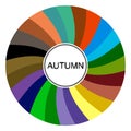 Seasonal color analysis palette for autumn type. Type of female appearance Royalty Free Stock Photo