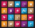 Stock Vector Colourful Square web and office icons with shadow in high resolution.