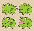 Stock vector cute cartoon frog set kawaii background Royalty Free Stock Photo