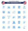 Stock Vector Icon Pack of American Day 25 Blue Signs and Symbols for american; ice hockey; badge; hockey; protection