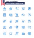 Stock Vector Icon Pack of American Day 25 Blue Signs and Symbols for invitation; star; eagle; police; sports