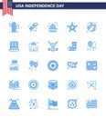 Stock Vector Icon Pack of American Day 25 Blue Signs and Symbols for american; star; building; police; white