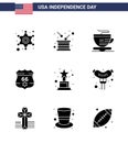 Stock Vector Icon Pack of American Day 9 Line Signs and Symbols for award security independence usa american