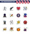 Happy Independence Day 16 Flat Filled Lines Icon Pack for Web and Print gravestone; death; heart; day; paper