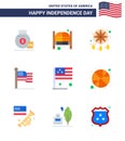 Stock Vector Icon Pack of American Day 9 Line Signs and Symbols for day; thanksgiving; entrance; flag; western