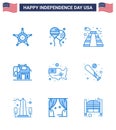 Stock Vector Icon Pack of American Day 9 Line Signs and Symbols for united; map; american; usa; elephent