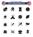 Stock Vector Icon Pack of American Day 16 Solid Glyph Signs and Symbols for bbq; eagle; scroll; celebration; american