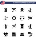 Stock Vector Icon Pack Of American Day 16 Solid Glyph Signs And Symbols For Sport; Hokey; Investigating; American; Award