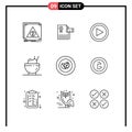 Stock Vector Icon Pack of 9 Line Signs and Symbols for achievement, food, gravel, chinese, play