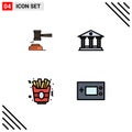 Stock Vector Icon Pack of 4 Line Signs and Symbols for action, building, gavel, law, fast food