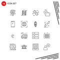 Stock Vector Icon Pack of 16 Line Signs and Symbols for android, smart phone, chemist, phone, pinch Royalty Free Stock Photo