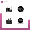 Stock Vector Icon Pack of 4 Line Signs and Symbols for bag, money, purchase, electronics, media player