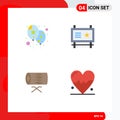 Stock Vector Icon Pack of 4 Line Signs and Symbols for balloon, instrument, ad board, promotion, parade