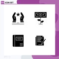 Stock Vector Icon Pack of 4 Line Signs and Symbols for built, book, motivation, money, medical book