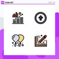 Stock Vector Icon Pack of 4 Line Signs and Symbols for business, balloon, graph, user, motivation