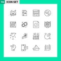 Stock Vector Icon Pack of 16 Line Signs and Symbols for business, sharing, write, share, paint