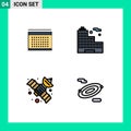 Stock Vector Icon Pack of 4 Line Signs and Symbols for calendar, space, holidays, office, science