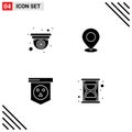4 Solid Glyph concept for Websites Mobile and Apps cam, place, web, mark, pointer