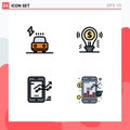 Stock Vector Icon Pack of 4 Line Signs and Symbols for car, chart, power, business, mobile Royalty Free Stock Photo