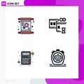 Stock Vector Icon Pack of 4 Line Signs and Symbols for card, calculator, invite, film stip, interface