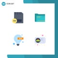 Editable Vector Line Pack of 4 Simple Flat Icons of card, empty, hardware, archive, storage