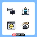 Stock Vector Icon Pack of 4 Line Signs and Symbols for chat, mac, business, explanation, alarm