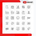 Stock Vector Icon Pack of 25 Line Signs and Symbols for choose, vacation, building, umbrella, martyrs