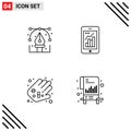 Stock Vector Icon Pack of 4 Line Signs and Symbols for creative, mobile graph, graphic, analytics, medicine