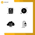 Stock Vector Icon Pack of 4 Line Signs and Symbols for e book, cloud, learning, direction, computing Royalty Free Stock Photo