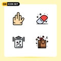 Stock Vector Icon Pack of 4 Line Signs and Symbols for gesture, tactic, back to school, clipboard, bag Royalty Free Stock Photo