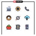 Stock Vector Icon Pack of 9 Line Signs and Symbols for gps, compass, food, doughnut, mobile