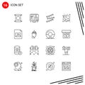 Stock Vector Icon Pack of 16 Line Signs and Symbols for hand, file, celebrations, document, star