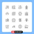 Stock Vector Icon Pack of 16 Line Signs and Symbols for hands, creative, bag, ideas, hand