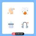 Stock Vector Icon Pack of 4 Line Signs and Symbols for head, smoke, mind, fire, bottle