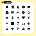 Stock Vector Icon Pack of 25 Line Signs and Symbols for hobbies, online, art, internet, stationary