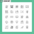 Stock Vector Icon Pack of 25 Line Signs and Symbols for image, money, machine, dollar, business