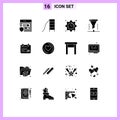 Stock Vector Icon Pack of 16 Line Signs and Symbols for indian, filter, setting, chemical laboratory, chemical analysis