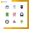 Stock Vector Icon Pack of 9 Line Signs and Symbols for investment, target, military, game, ground