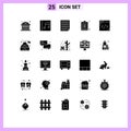 Stock Vector Icon Pack of 25 Line Signs and Symbols for lines, coding, homework, list, checklist